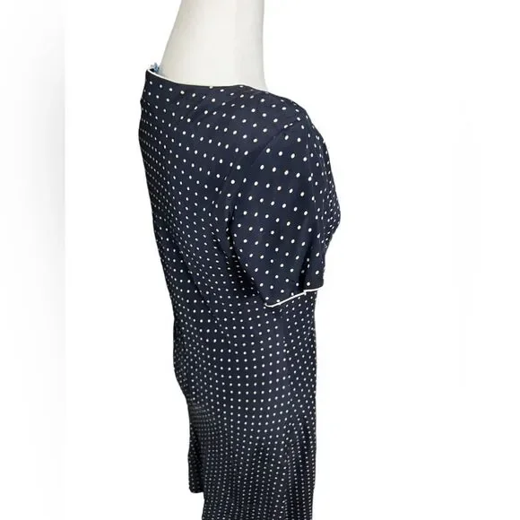 90s Vision Apparel Silk Dot
Dress 6 medium blue and cream midi - Picture 6 of 12